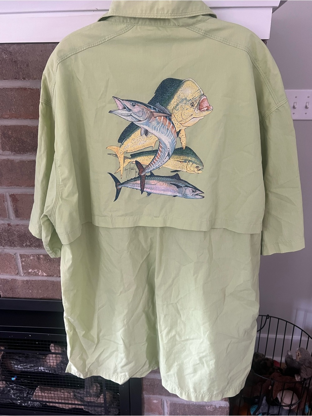 Guy Harvey Light Green Short Sleeve Shirt with Mesh Back - Picture 3 of 3